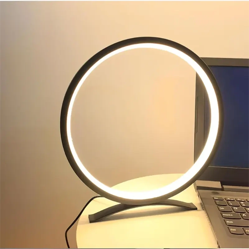 Moderná okrúhla stolová LED lampa čierna
