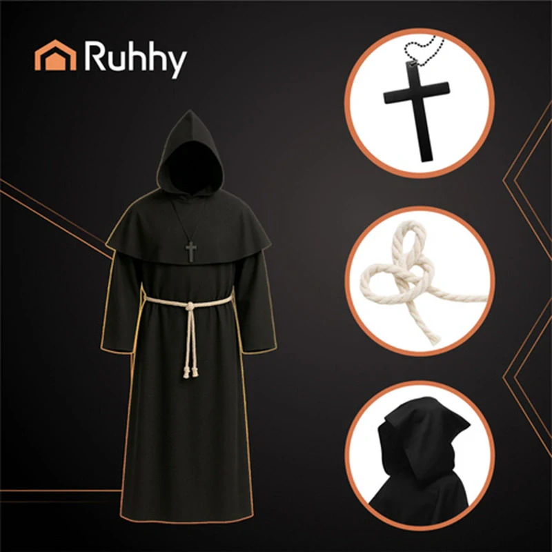 Kostým mnícha na Halloween L čierny