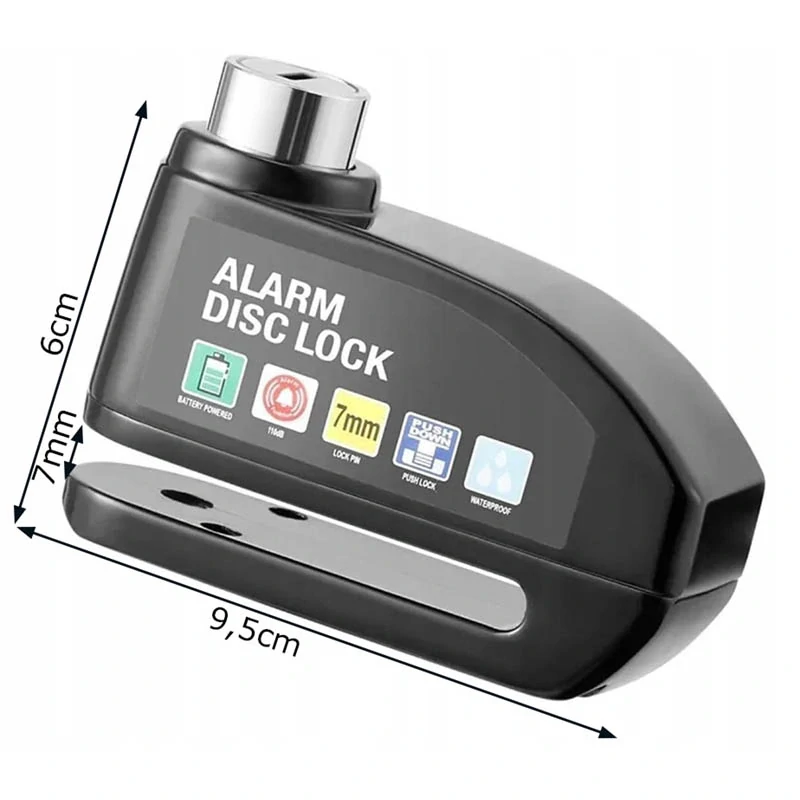 Zámok na brzdový kotúč s alarmom 110 dB