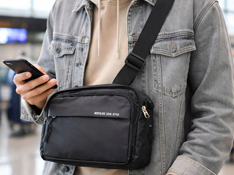Pánska crossbody taška cez rameno čierna