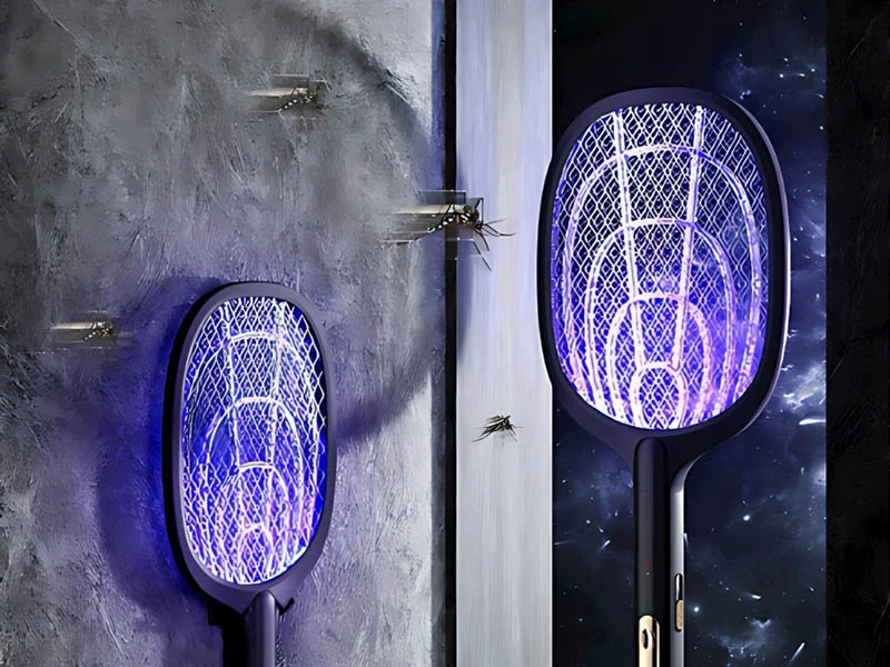 Elektronická UV plácačka na muchy, ovady, komáre čierna
