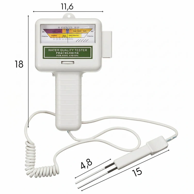 Tester kvality vody 2v1 s meraním pH a chlóru + 100 testovacích prúžkov 3v1