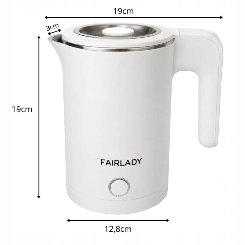 Rýchlovarná kanvica Fairlady 1 l 800 W biela