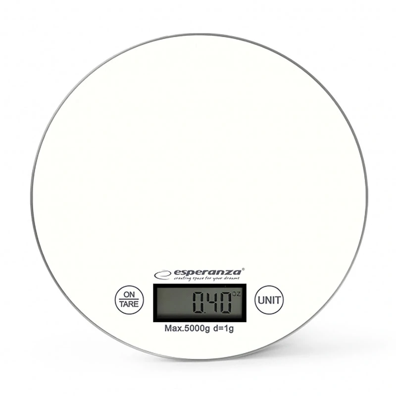 Okrúhla digitálna kuchynská váha Esperanza MANGO White do 5 kg