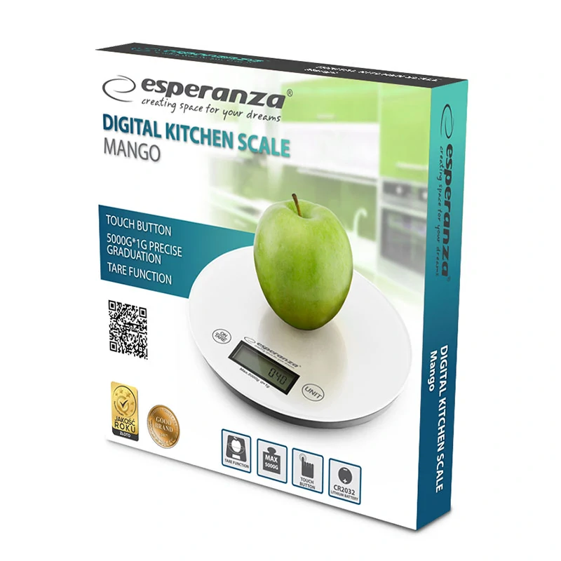 Okrúhla digitálna kuchynská váha Esperanza MANGO Red do 5 kg