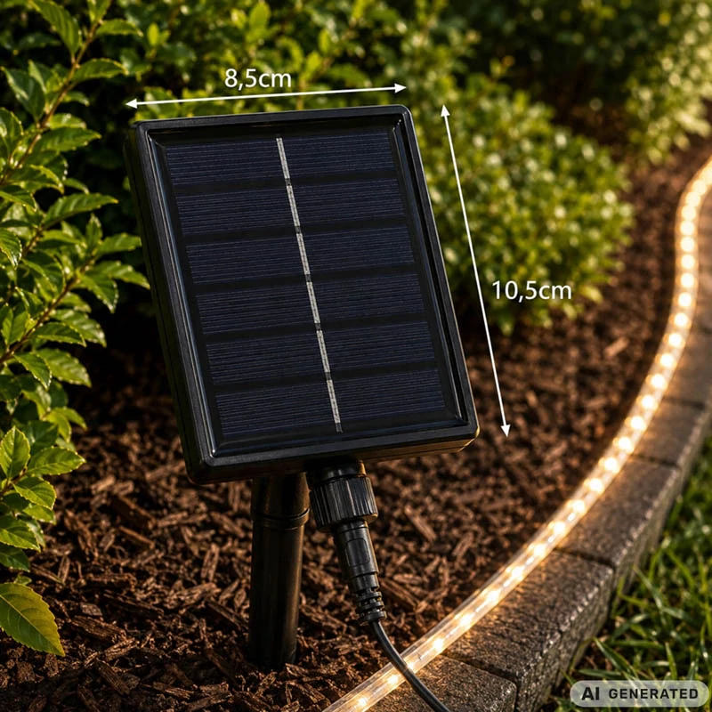 Solárny RGB LED pás 5 m IP65 s diaľkovým ovládaním a časovačom