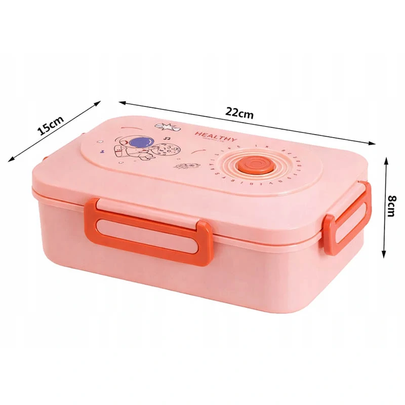 Lunch box s priehradkami a príborom na desiatu aj obed ružový
