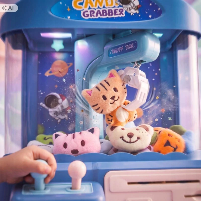 Detský automat na chytanie sladkostí s joystickmi a pokladničkou
