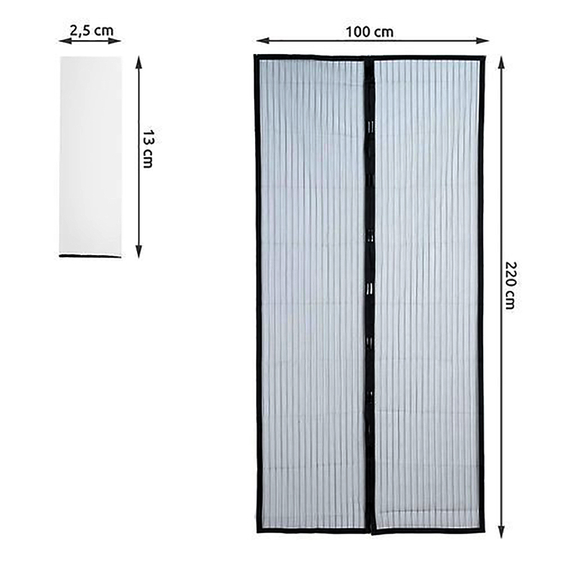 Magnetická sieťka na dvere proti hmyzu HQ čierna nastaviteľná 80/90/100 x 210/220 cm