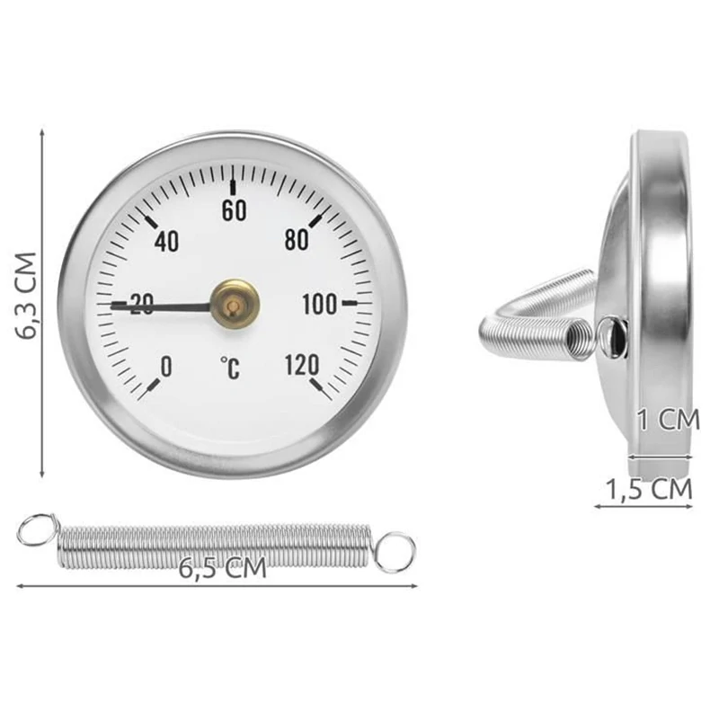 Príložný bimetalový teplomer s pružinou 63mm