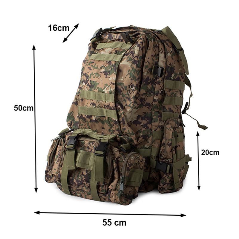 Taktický vojenský ruksak na prežitie 45l + 3,5l kamufláž Panther