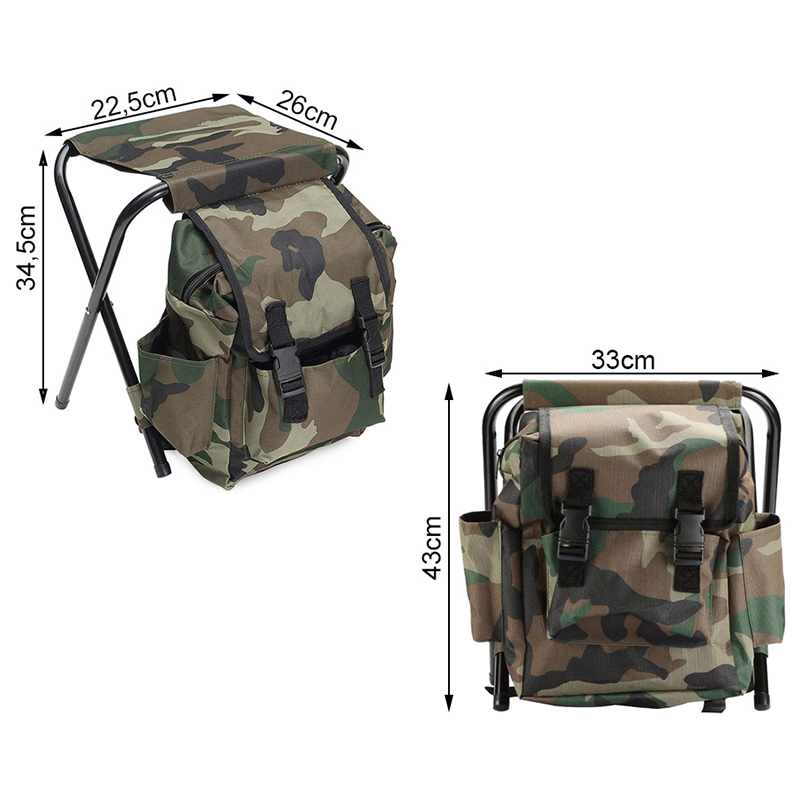 Turistická skladacia stolička s taškou camouflage 3v1