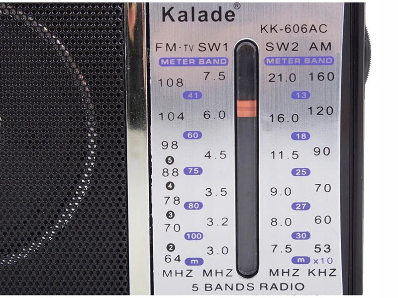 KALADE - Rádioprijímač AM/FM/TV/SW1/SW2 prenosný