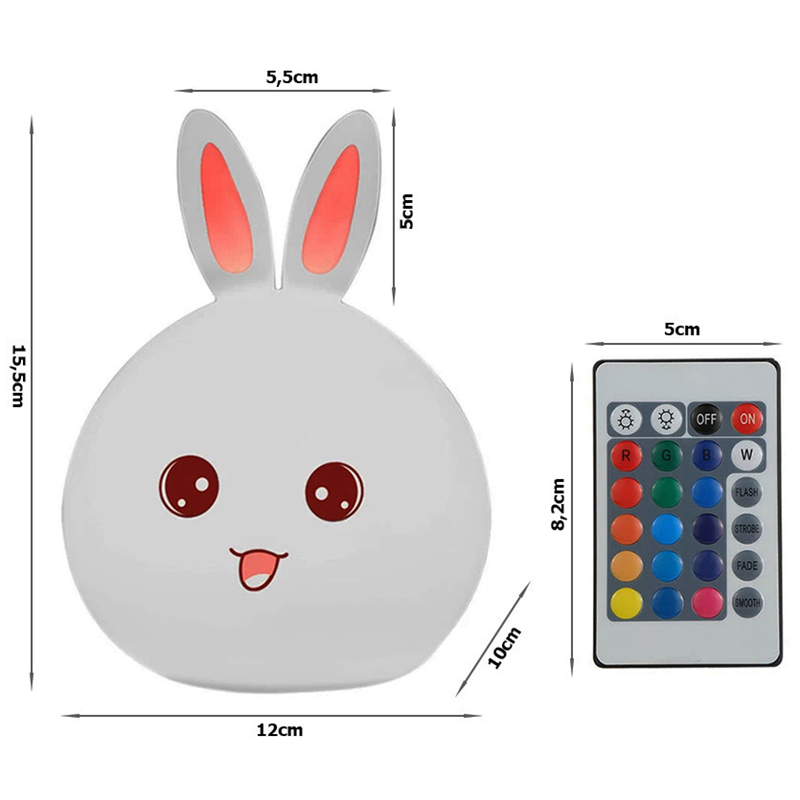Detská LED lampa Králik s ovládačom