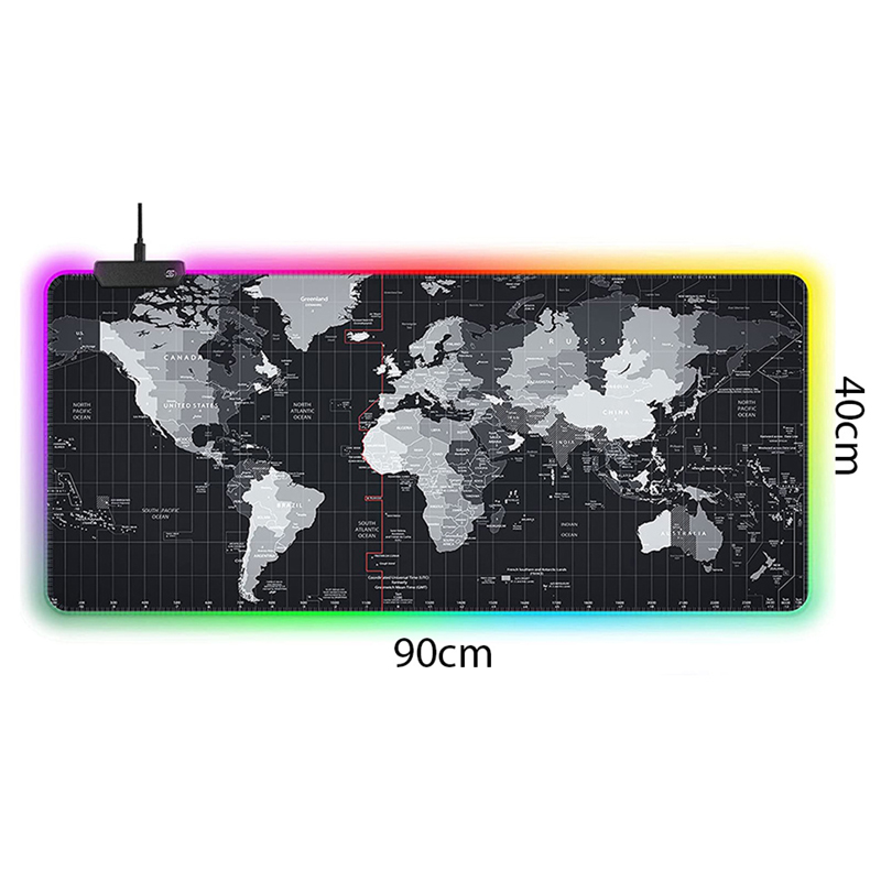 Hráčska podložka pod myš Mapa 90x40cm s RGB podsvietením