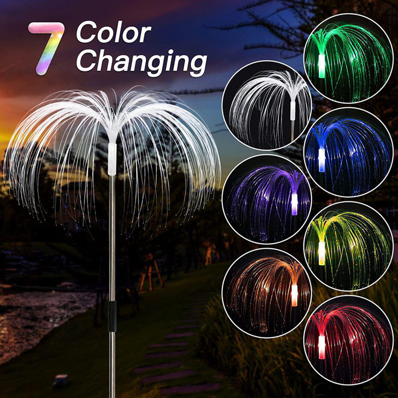 Medúza - Sada 2ks solárnych záhradných lámp RGB 6LED 80cm