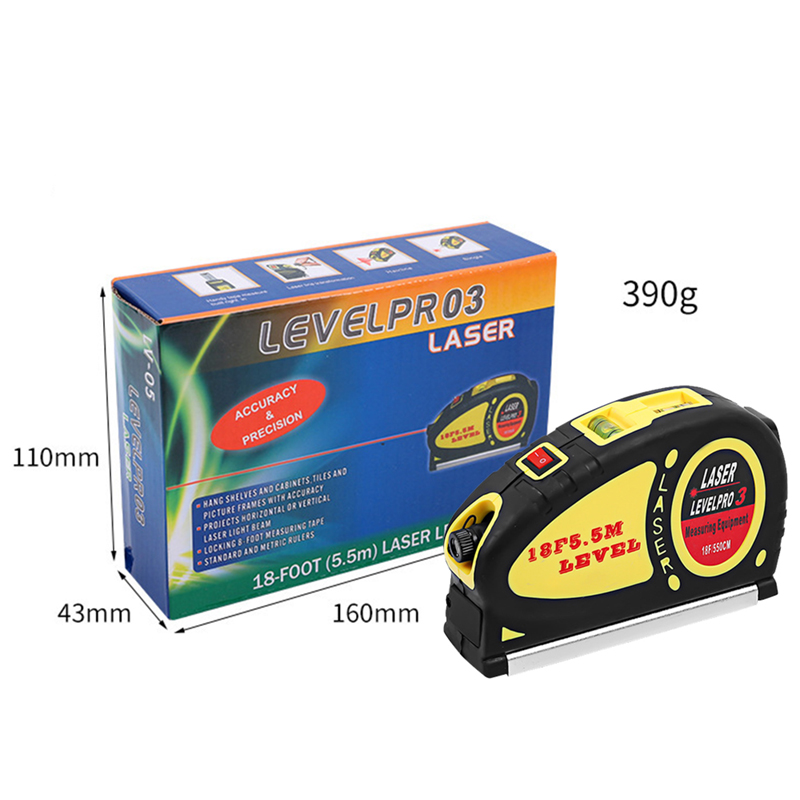 Laser Level Pro 3 s vodováhou a metrom 5,5m