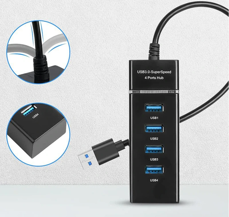 Hub 3.0 – 4× USB porty čierny