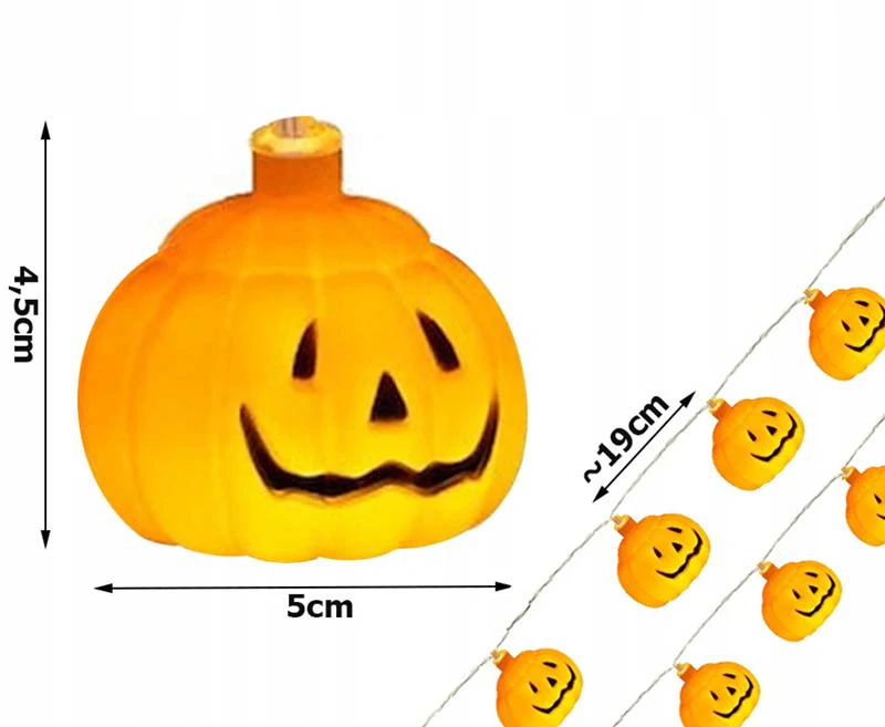 Halloweenska LED girlanda Tekvice 2m