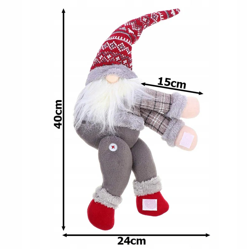 Vianočný škriatok na záclonu 59cm sivý