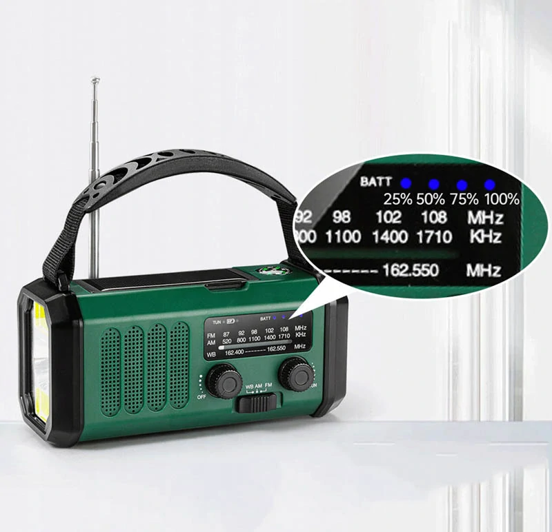 Solárne rádio s baterkou, powerbankou a kompasom