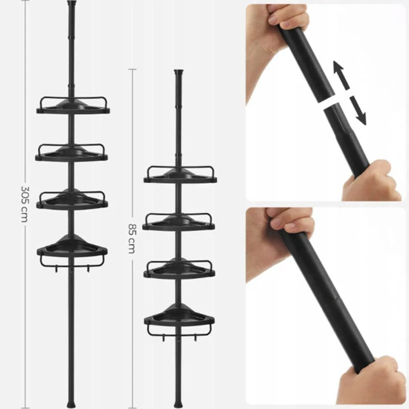 Teleskopická kúpeľňová polica 85 - 320 cm čierna