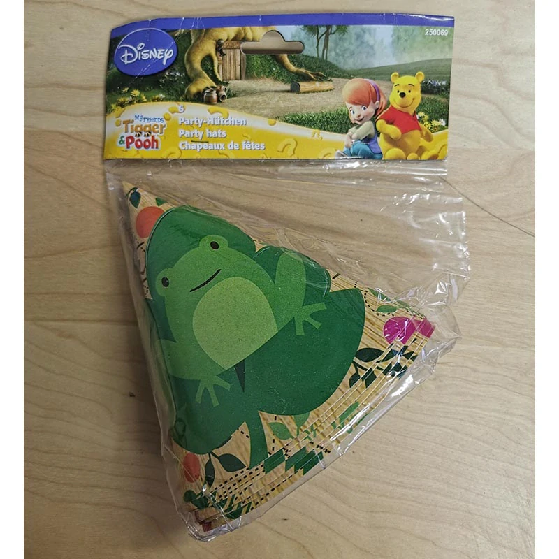 Party klobúky Žabka 18 × 12 cm – zeleno-žltý motív, balenie 6 ks