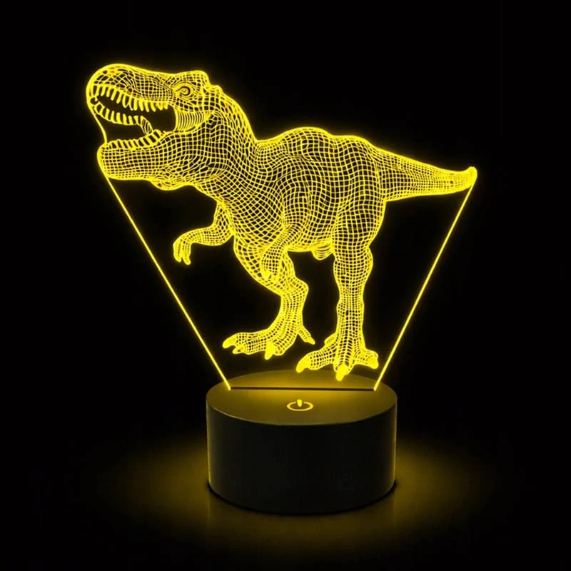 Nočná lampička pre deti Dinosaurus LED 3D RGB s diaľkovým ovládaním