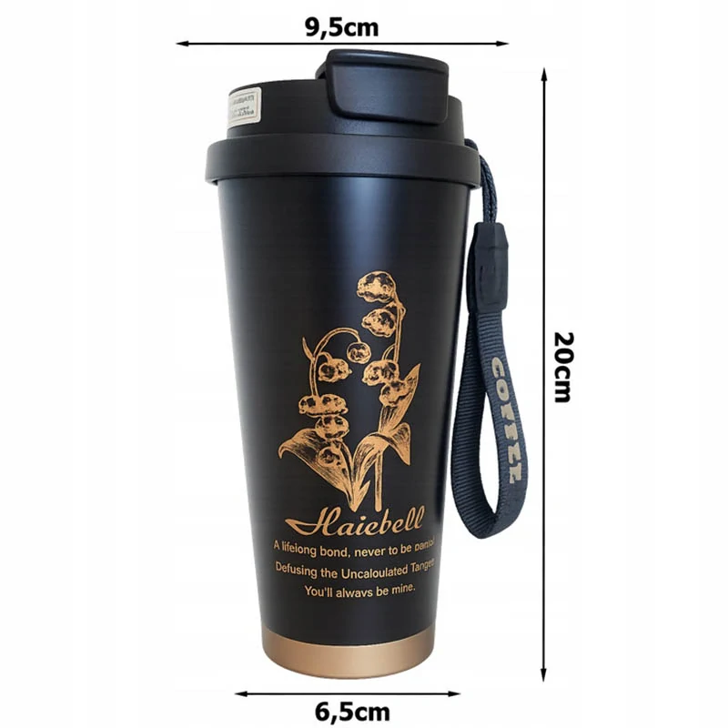 Termohrnček 530 ml so slamkou čierny
