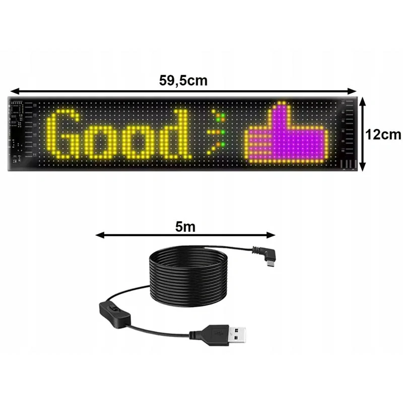 LED panel 16×96 programovateľný na sklo auta