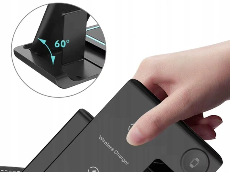 Bezdrôtová nabíjačka 15W 3v1 na mobil, hodinky a slúchadlá čierna