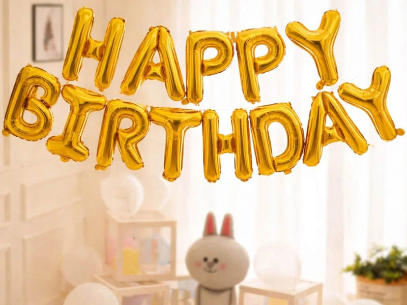Zlatá balónová girlanda HAPPY BIRTHDAY