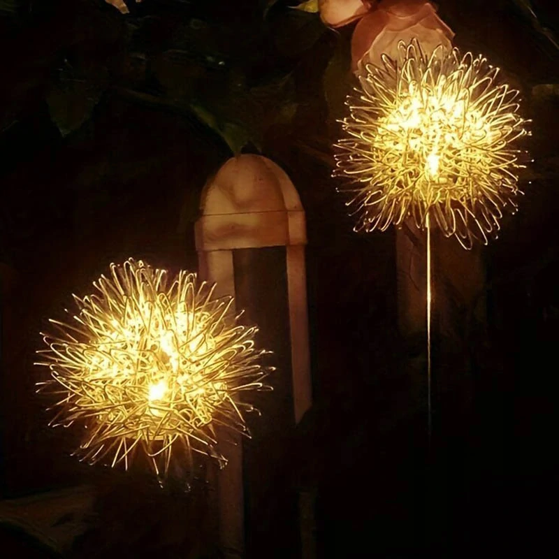 Solárne zapichovacie záhradné LED lampy Ohňostroj – 2 ks