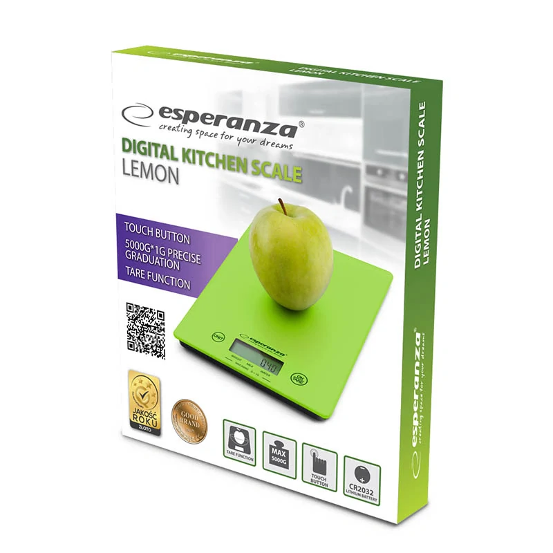 Digitálna kuchynská váha Esperanza LEMON Green do 5 kg