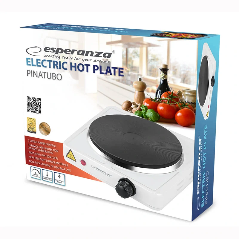 Elektrický jednoplatničkový varič Esperanza PINATUBO 1500 W