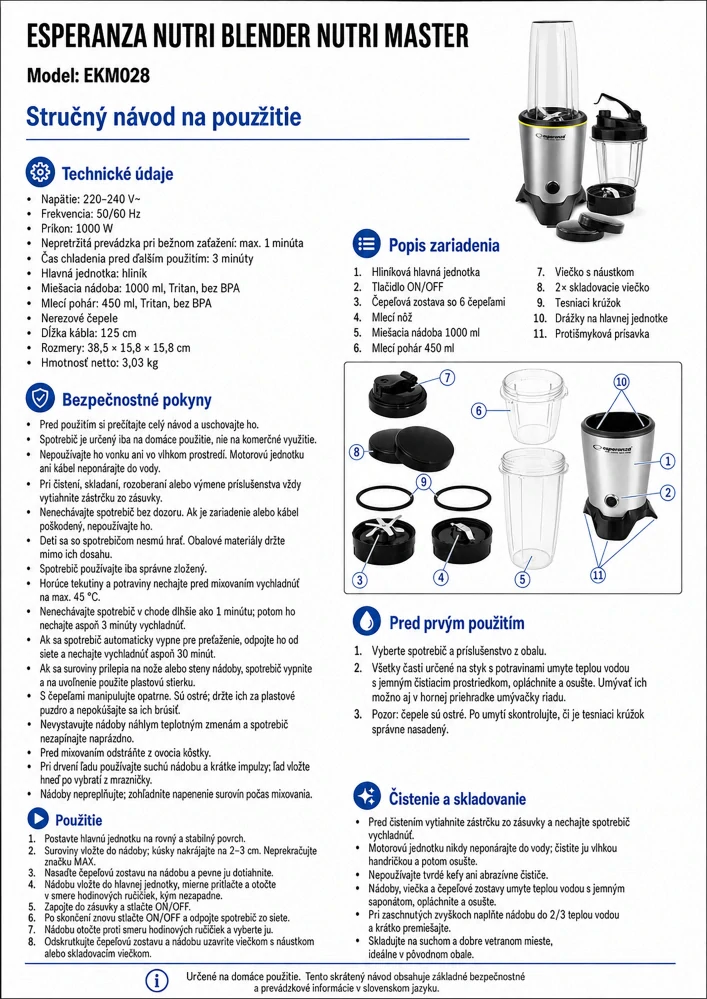 Kuchynský robot Esperanza COOKING ASSISTANT 800 W