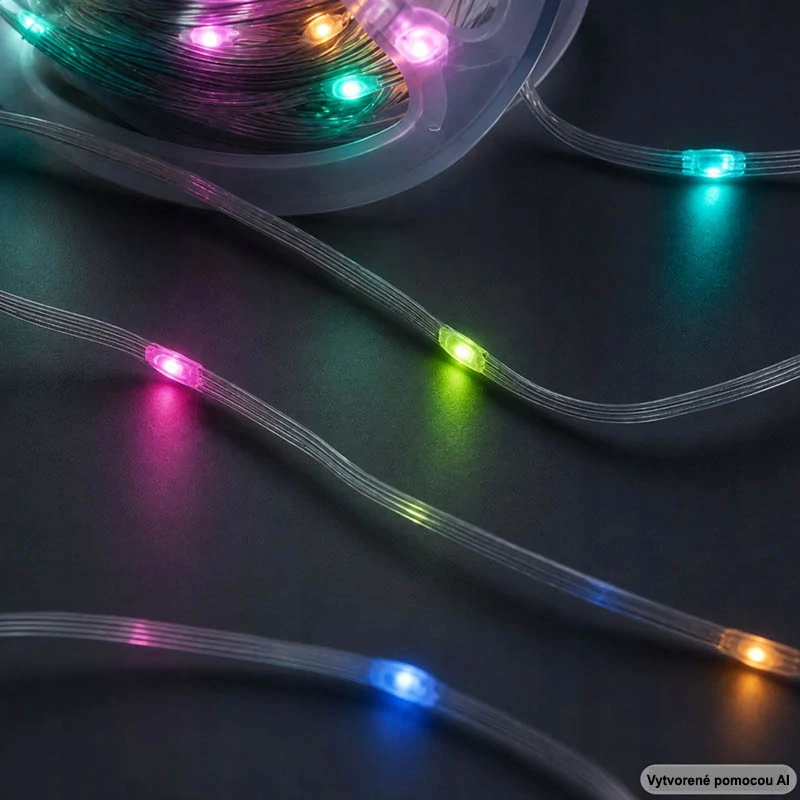 RGB LED svetelná reťaz 5 m USB s diaľkovým ovládaním, aplikáciou a Music Sync