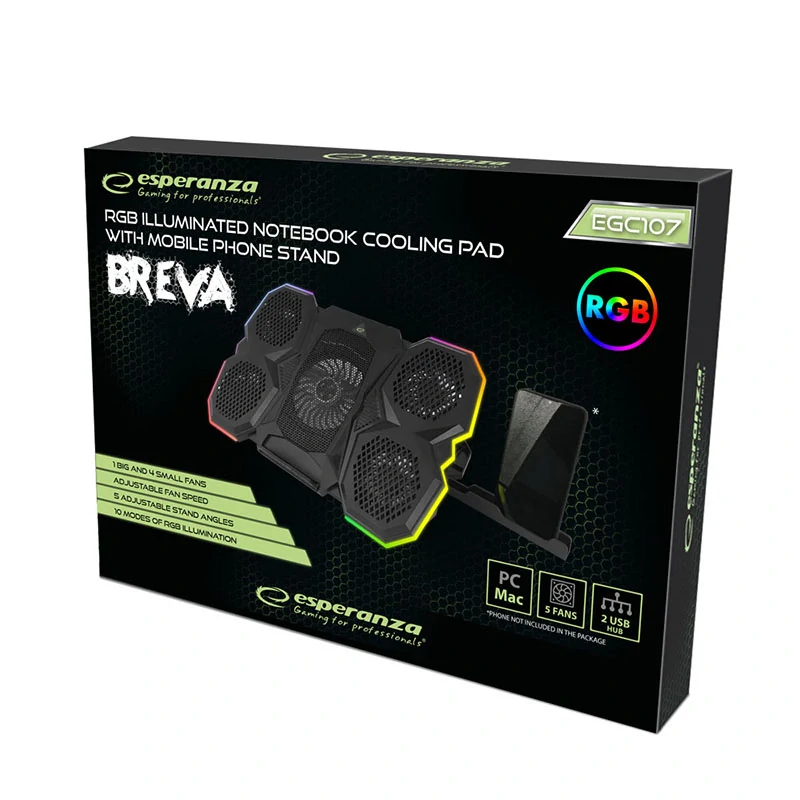 Chladiaca podložka pod notebook Esperanza BREVA RGB