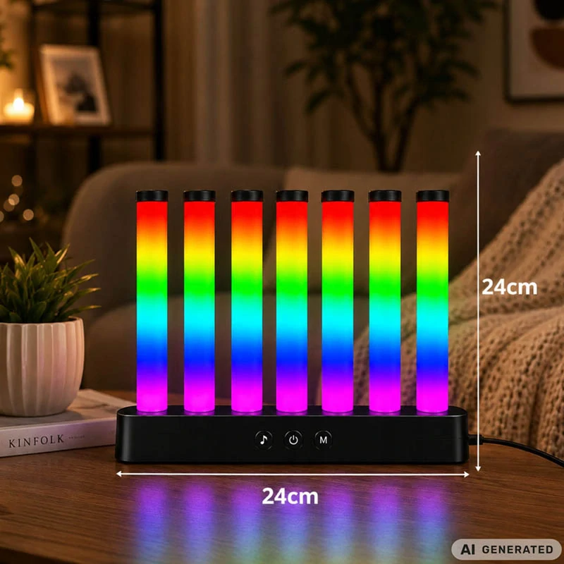Hudobná RGB LED lampa Equalizer so 7 svetelnými stĺpcami