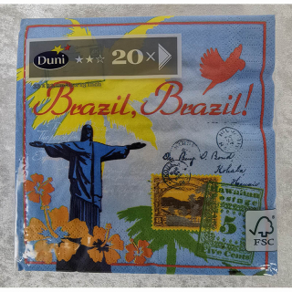 Duni dekorované obrúsky Brazil – 33 × 33 cm, 20 ks, modré