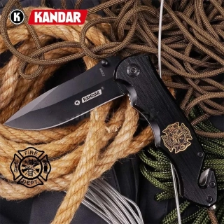 Nôž záchranársky KANDAR Fire Dept black 21/9cm