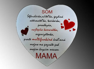 Tabuľka drevená srdce 30cm Mama