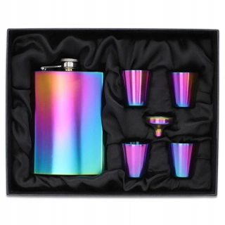 Ploskačka 240ml s pohárikmi v darčekovej sade Rainbow