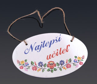 Tabuľka drevená elipsa 18x11cm Najlepší učiteľ 1