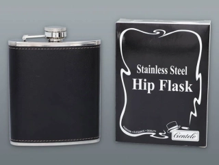 Ploskačka v koži Black 210ml