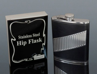 Ploskačka kožená čierna Stripe 210ml FL283
