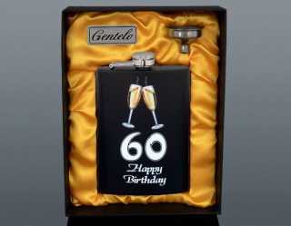Ploskačka nerezová 60 Happy Birthday 240ml v darčekovej krabičke