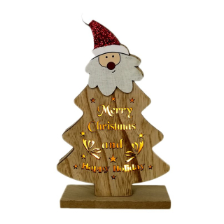Drevená dekorácia svietiaca Merry Christmas