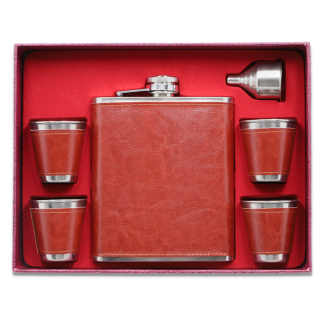 Ploskačka Leather XXL 540ml s pohárikmi a lievikom I.