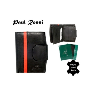 Peňaženka kožená Paul Rossi N-26 MT black/red 